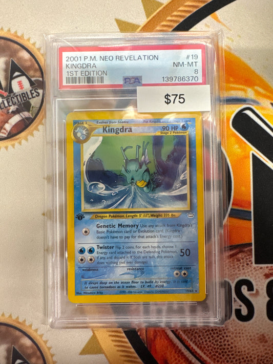 2001 Pokemon Neo Revelation Kingdra 1st Edition Non Holo 19/64 PSA 8