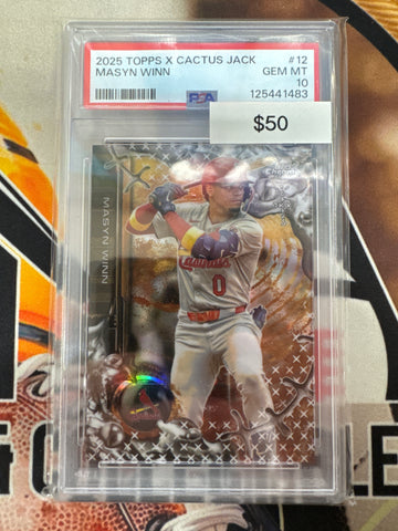 2025 Topps Chrome MLB X Cactus Jack Masyn Winn PSA 10