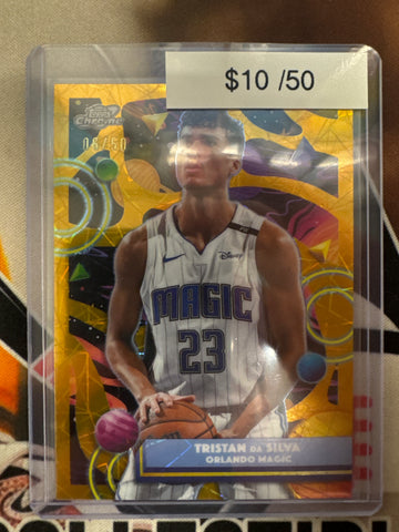 2026 Topps Chrome Cosmic NBA Tristan Da Silva Gold Lazer Refractor /50