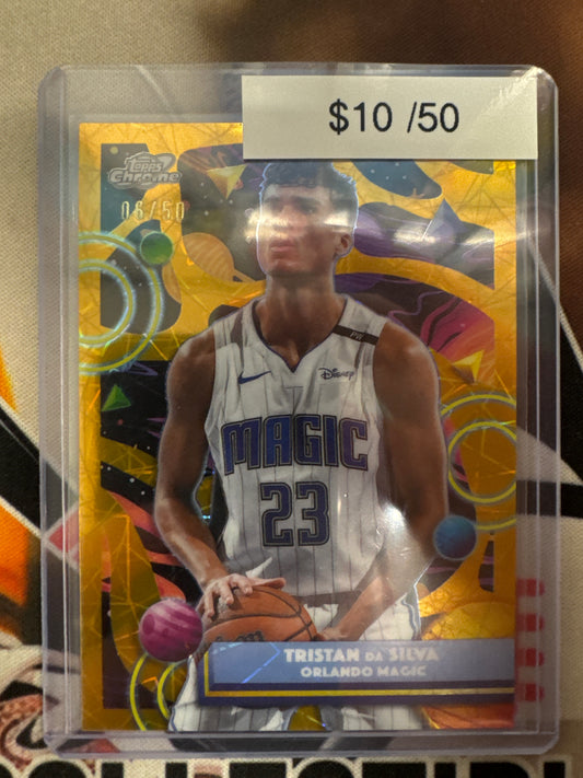 2026 Topps Chrome Cosmic NBA Tristan Da Silva Gold Lazer Refractor /50