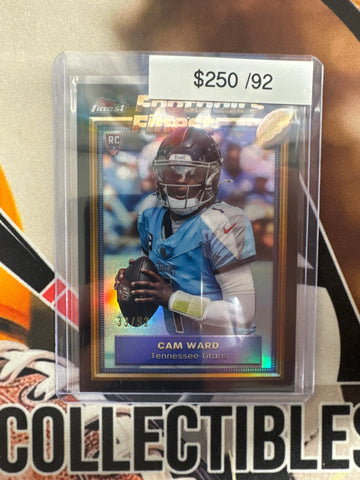 2025 Topps Finest NFL Cam Ward Rookie Football’s Finest 1992 Throwback Refractor /92