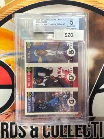 1996-97 Upper Deck Collectors Choice Mini Cards Garnett, O’Neal & Bryant BGS 5