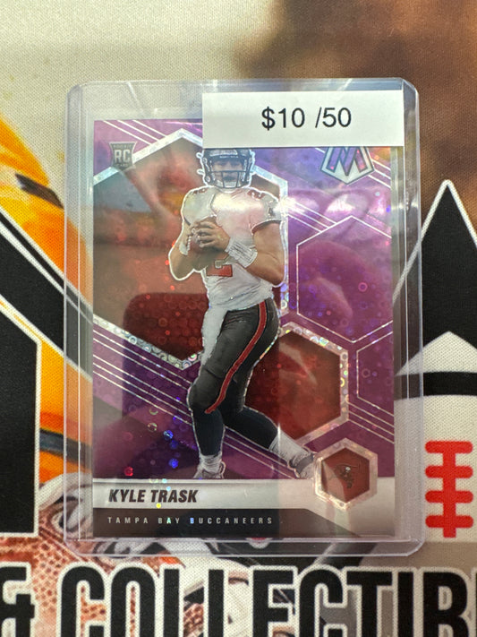 2021 Panini Mosaic NFL Kyle Trask Rookie Purple Disco Mosaic /50