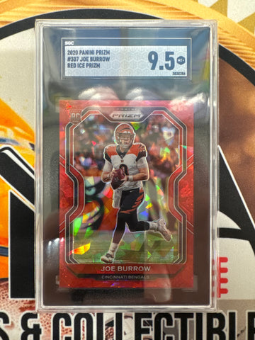 2020 Panini Prizm NFL Joe Burrow Rookie Red Cracked Ice SGC 9.5