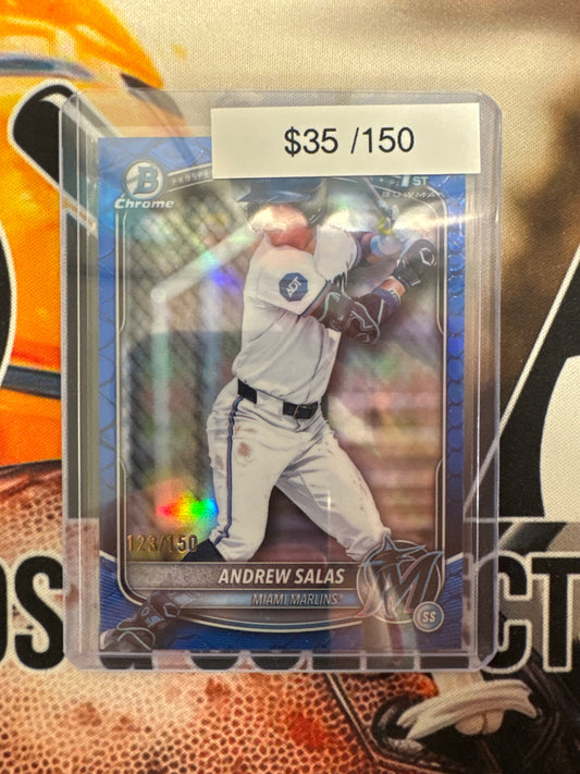 2025 Topps Bowman Chrome MLB Andrew Salas 1st Bowman Blue Reptile Refractor /150