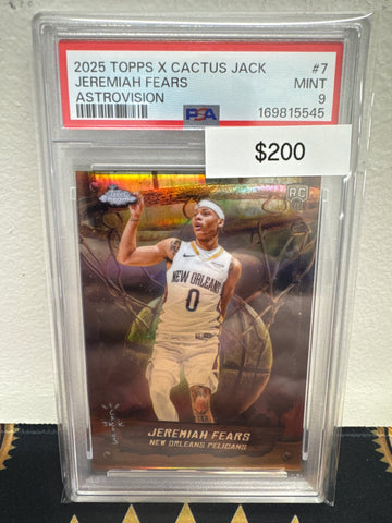 2025 Topps Chrome NBA X Cactus Jack Jeremiah Fears Rookie Astrovision PSA 9
