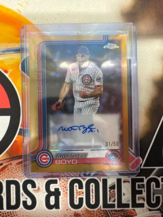 2025 Topps Chrome MLB Matthew Boyd Gold Refractor Autograph /50