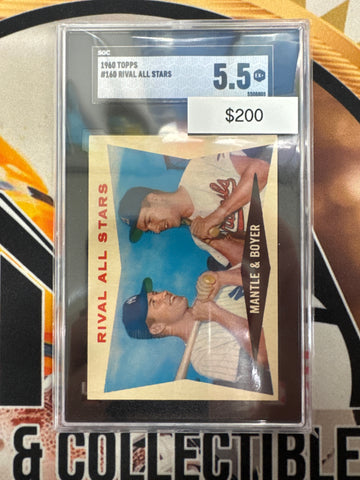 1960 Topps MLB Rival All Stars Mantle & Boyer SGC 5.5