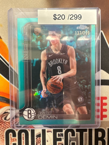 2026 Topps Chrome NBA Update Egor Demin Rookie Aqua Refractor /299