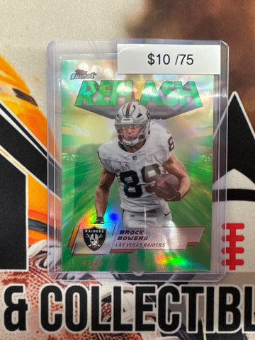2025 Topps Finest NFL Brock Bowers Reflash Green Refractor /75