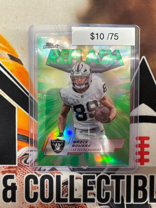 2025 Topps Finest NFL Brock Bowers Reflash Green Refractor /75