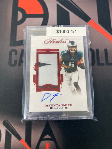 2021 NFL Flawless DeVonta Smith Red Rookie Patch Auto 1/1