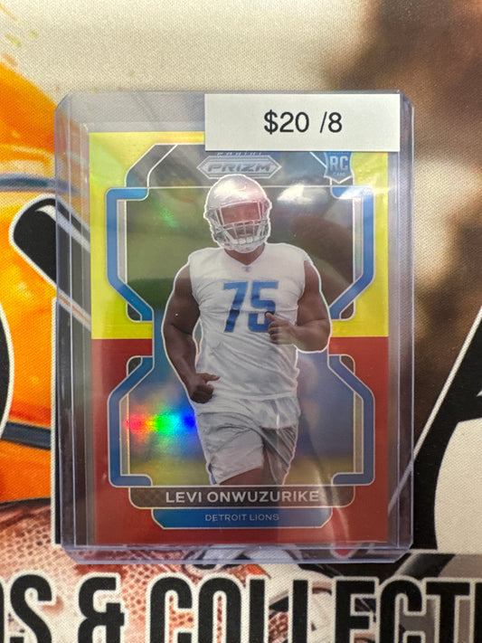 2021 Panini Prizm NFL Levi Onwuzurike Rookie Choice Red Yellow Prizm Refractor /8