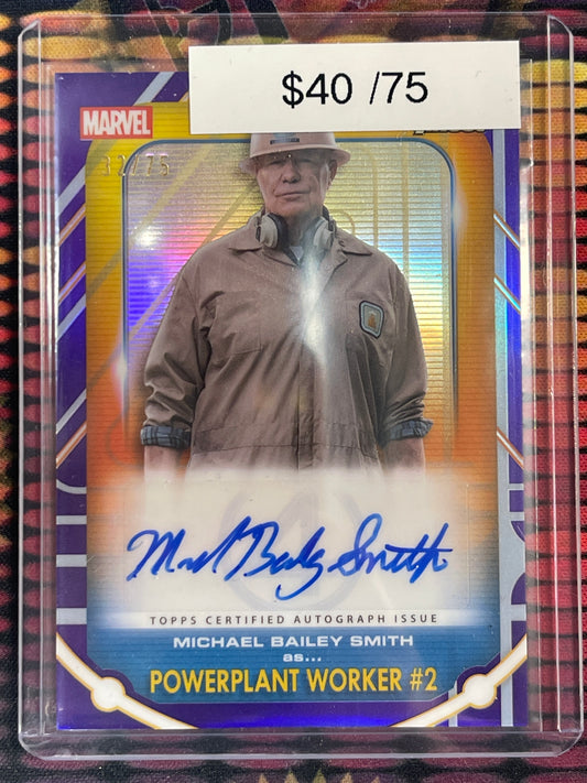 2026 Topps Finest Marvel Fantastic Four Michael Bailey Smith (Powerplant Worker #2) Purple Auto /75