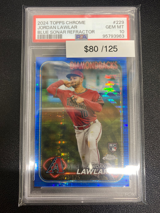 2024 Topps Chrome Jordan Lawlar Blue Sonsr Rookie Refractor /125 PSA 10