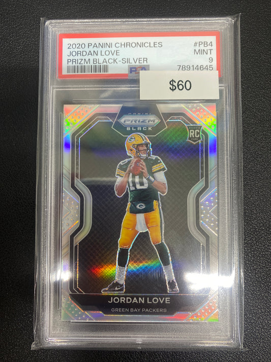 2020 Panini Chronicles Jordan Love Prizm Black Silver PSA 9