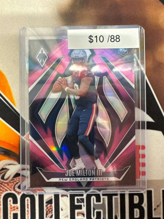 2024 Panini Phoenix NFL Joe Milton III Rookie Pink Refractor /88
