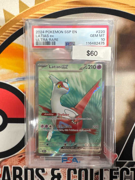 2024 Pokemon SSP English Latias Ex 220/191 Ultra Rare PSA 10