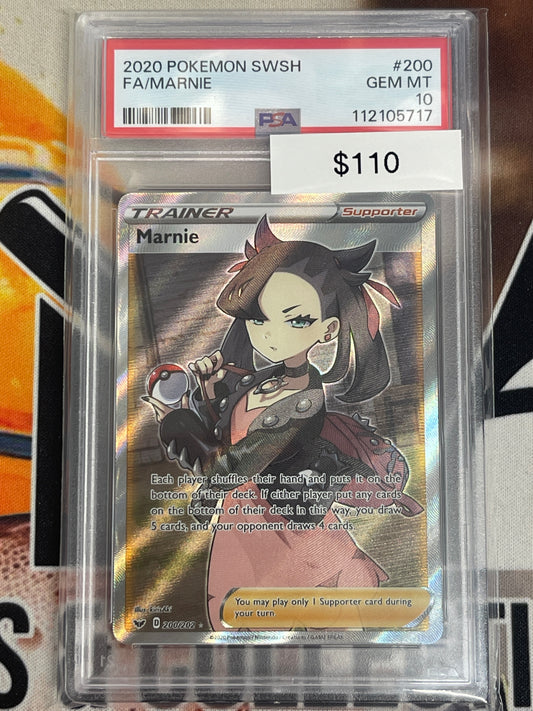 Pokémon Marnie Full Art Sword & Shield Base 200/202 PSA 10
