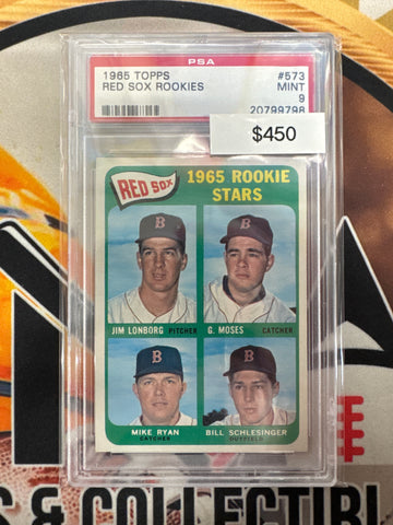 1965 Topps MLB Jim Lonborg, Gerry Moses, Mike Ryan & Bill Schlesinger 1965 Rookie Stars PSA 9