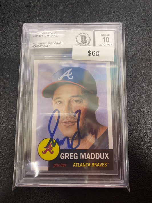 2020 Topps Living Greg Maddux Authentic Autograph BGS Auto 10