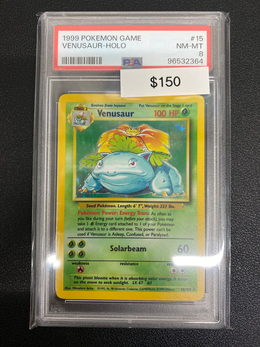 Pokémon Base Set Venusaur Holo PSA 8