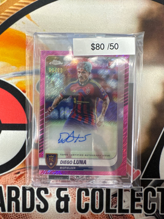 2025-26 Topps MLS Mania Diego Luna Pink Shimmer Autograph /50