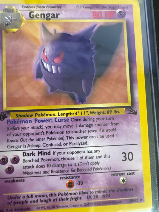 Pokemon Gengar 1st edition 20/62 Fossil non-holo