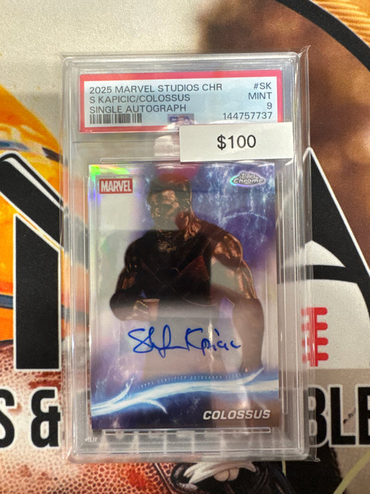 2025 Topps Marvel Studios Chrome Stefan Kapicic As Colossus Single Autograph PSA 9