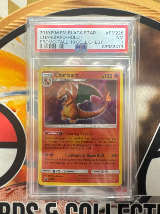 2019 Pokémon SM Black Star Promo Charizard Holo Fall ‘19 Collectors Chest SM226 PSA 7