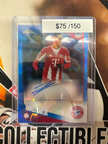 2026 Topps Chrome Champions League Jamal Musiala Blue Raywave Refractor Autograph /150