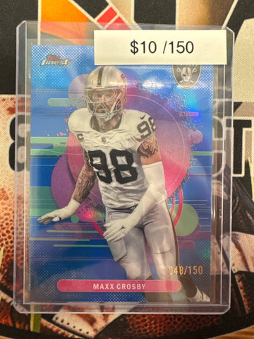 2025 Topps Finest NFL Maxx Crosby Uncommon Blue Refractor /150