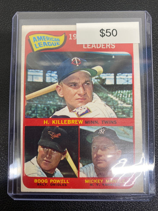 1965 AL Home Run Leaders Mickey Mantle, Boog Powell, & Harmon Killebrew