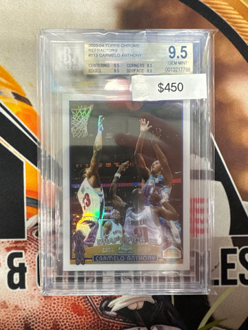2003-04 Topps Chrome NBA Carmelo Anthony Draft Pick #3 Refractor BGS 9.5