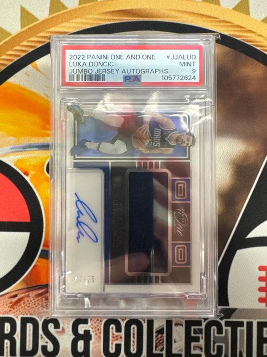 2022 Panini One And One NBA Luka Doncic Jumbo Jersey Autograph /25 PSA 9