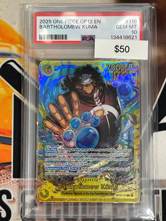 One Piece Bartholomew Kuma Legacy Of The Master OP12-119 PSA 10