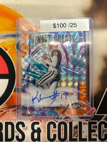 2025 Topps Finest NFL Keyshawn Johnson Finest Greats Autograph Orange Geometric Refractor /25