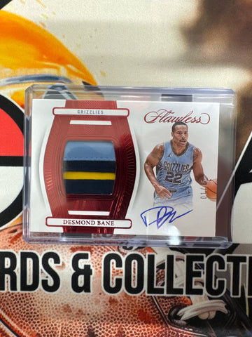 2023-24 Panini Flawless NBA Desmond Bane Patch Autograph Ruby /15