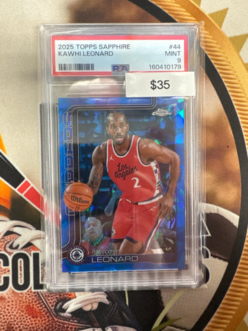 2025 Topps Chrome NBA Sapphire Kawhi Leonard PSA 9