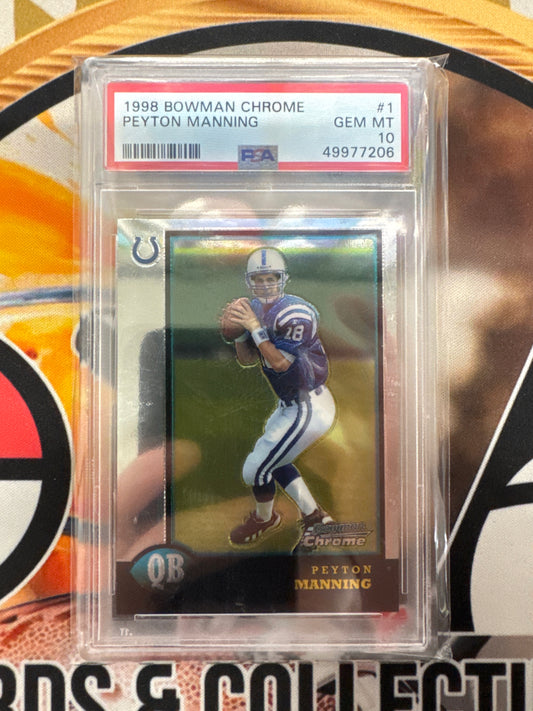 1998 Bowman Chrome NFL Peyton Manning Rookie PSA 10