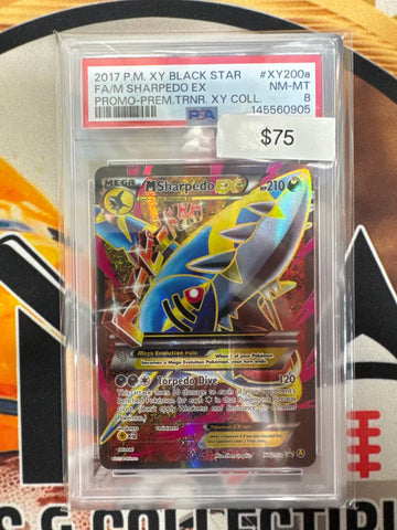 2017 Pokemon XY Black Star M Sharpedo EX XY200a Promo PSA 8