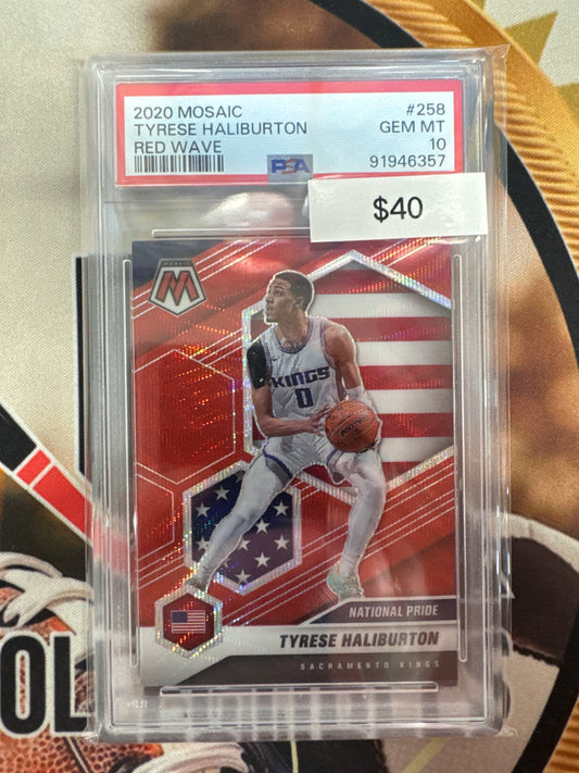 2020 Panini Mosaic Tyrese Haliburton Red Wave Mosaic PSA 10