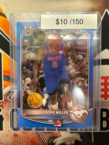 2025-26 Topps Bowman Basketball Boopie Miller 1st Bowman Paper Blue Refractor /150