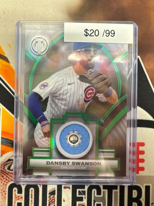 2026 Topps Tribute MLB Dansby Swanson Stamp Of Approval Relic Green Refractor /99
