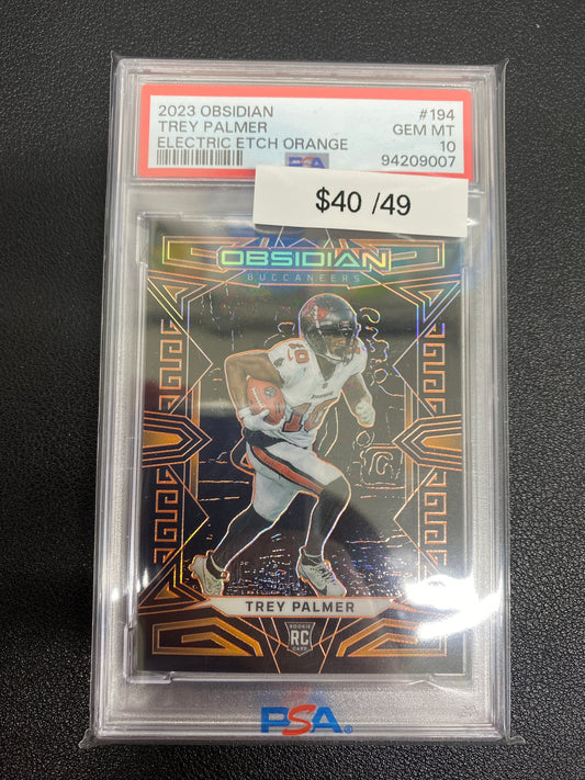 2023 Panini Obsidian Trey Palmer Electric Etch Rookie Orange /49 PSA 10