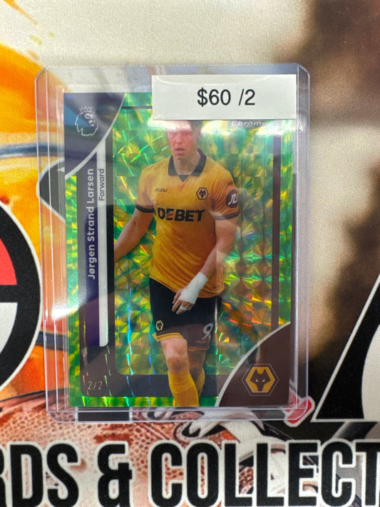 2026 Topps Chrome English Premier League Jorgen Strand Larsen Yellow/Green Geometric Refractor /2