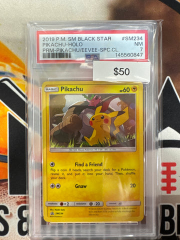2019 Pokemon SM Black Star Pikachu Holo SM234 Premium Pikach/Eevee Collection PSA 7