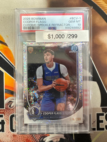 2025 Bowman Basketball Cooper Flagg Rookie Chrome Speckle Refractor /299 PSA 10