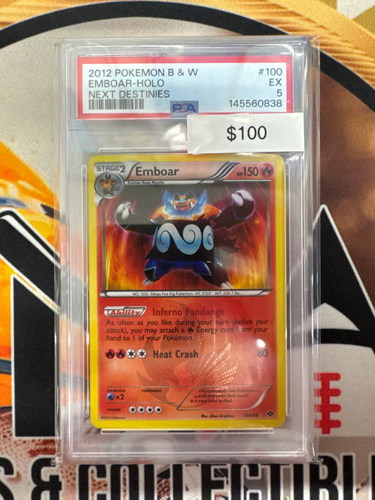2012 Pokemon B & W Emboar 100/99 Holo Next Destinies PSA 5