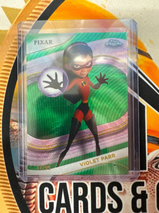 2025 Topps Chrome Disney Violet Parr Green Wave Refractor /99
